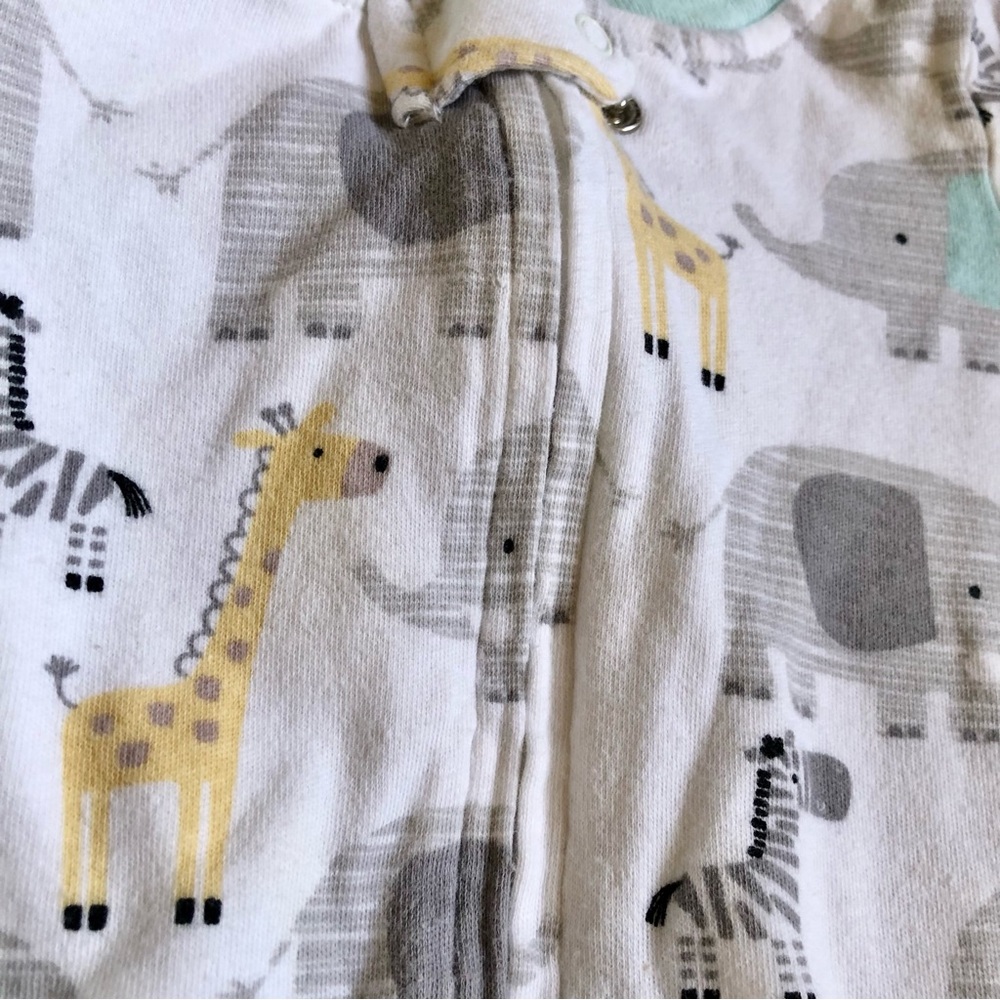 Koala Kids Green Striped and Animal Print Footies - Picture 3 of 6